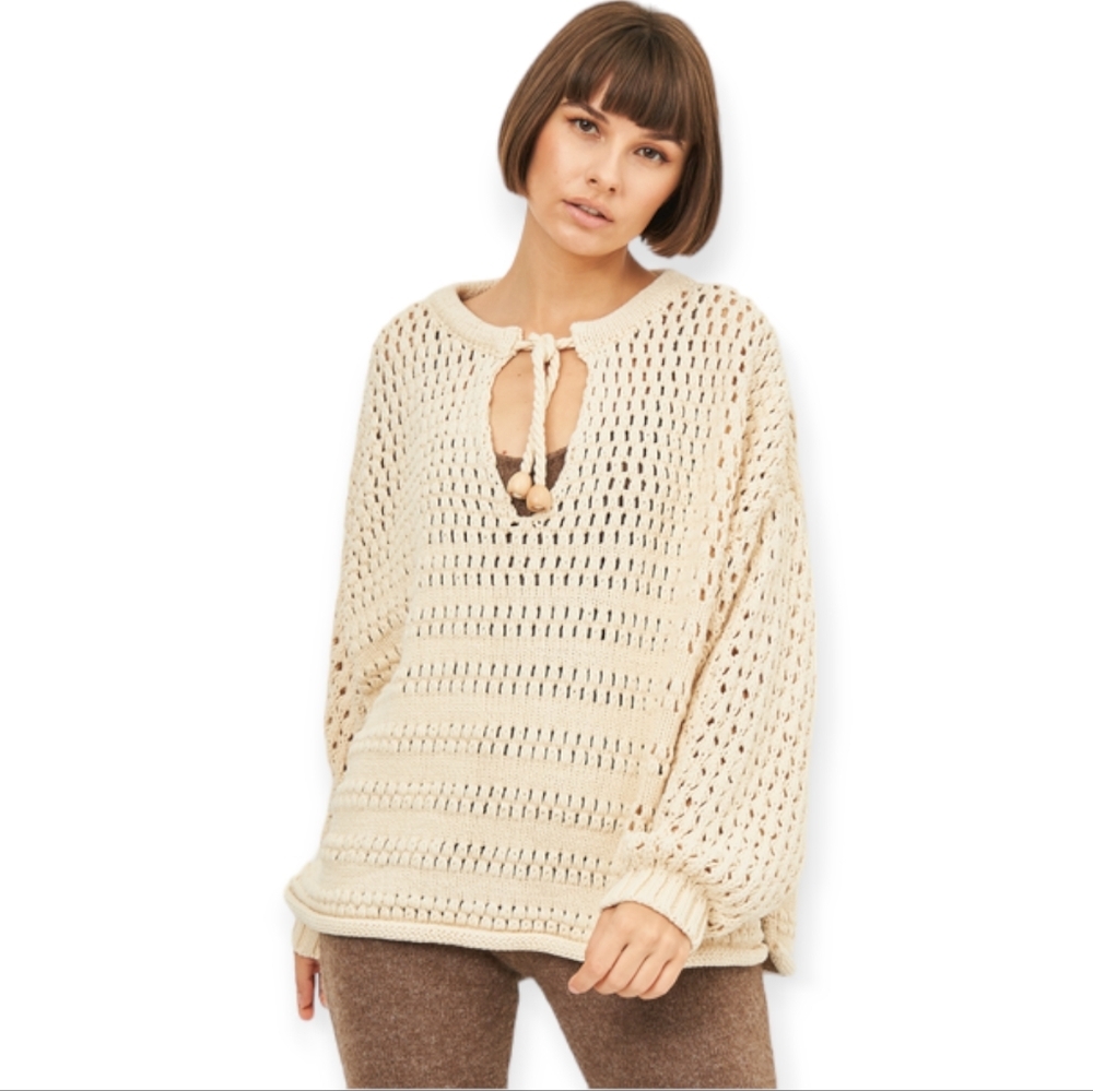 Zara oversized cotton crochet sweater size XS/S